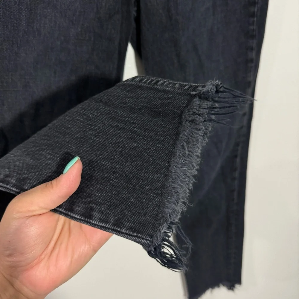 GRLFRND Karolina‎ Skinny High Rise In Hold Up Black Button Fly Raw Hem Size 25